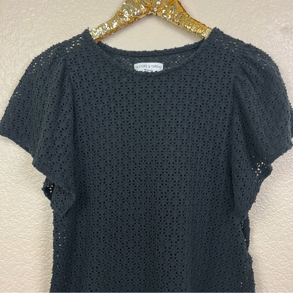 Texture & Thread • Eyelet Flutter-Sleeve Top - Picture 3 of 9